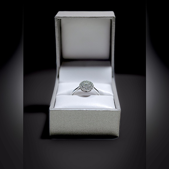 0.50 Cttw Natural Diamond Double Halo Engagement Wedding Ring 10K White Gold CI - Picture 2 of 12